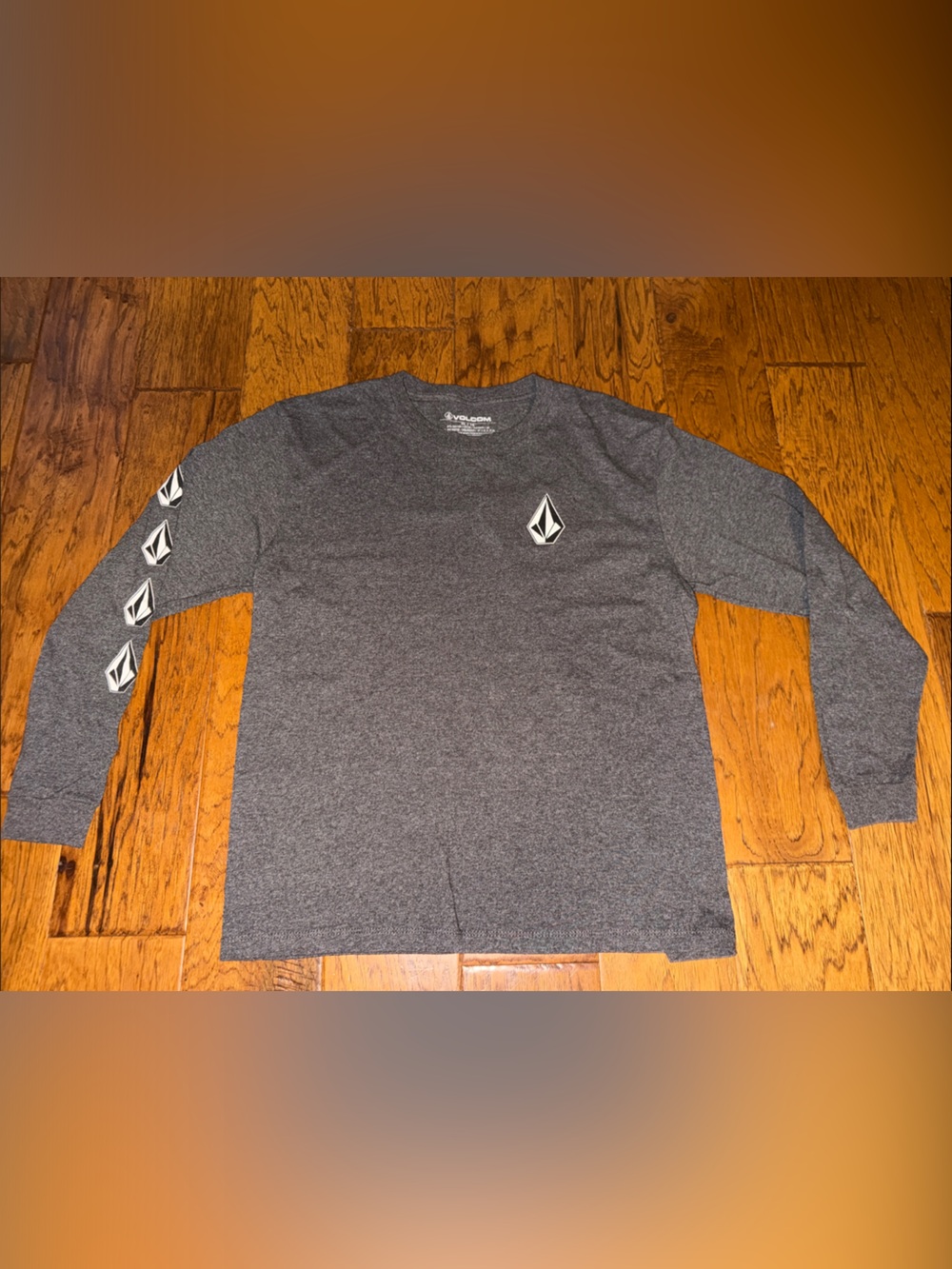Volcom Gray Long Sleeve Tee with Sleeve Logos
